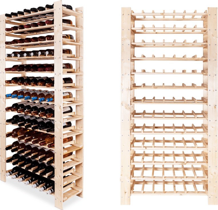 Wamar-Sosenka MAXI Regał Drewniany na 91 butelek 166,4x80x30 cm Surowy Drewno sosnowe Naturalny RW-51K-3 / Wamar-Sosenka