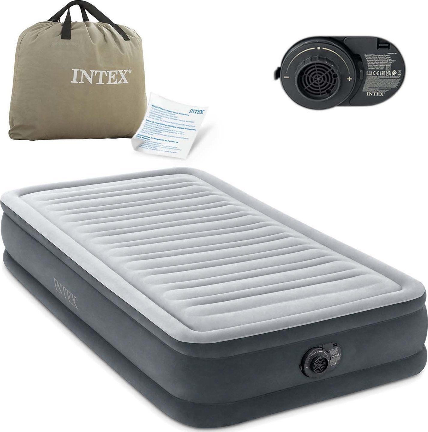 Intex Materac dmuchany 191x99x33 z wbudowaną pompką elektryczną INTEX 67766ND