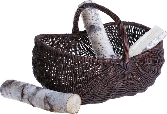 WickerPL Duży kosz kominkowy kosz ogrodowy ciemny 62x46 H25/26/38 cm