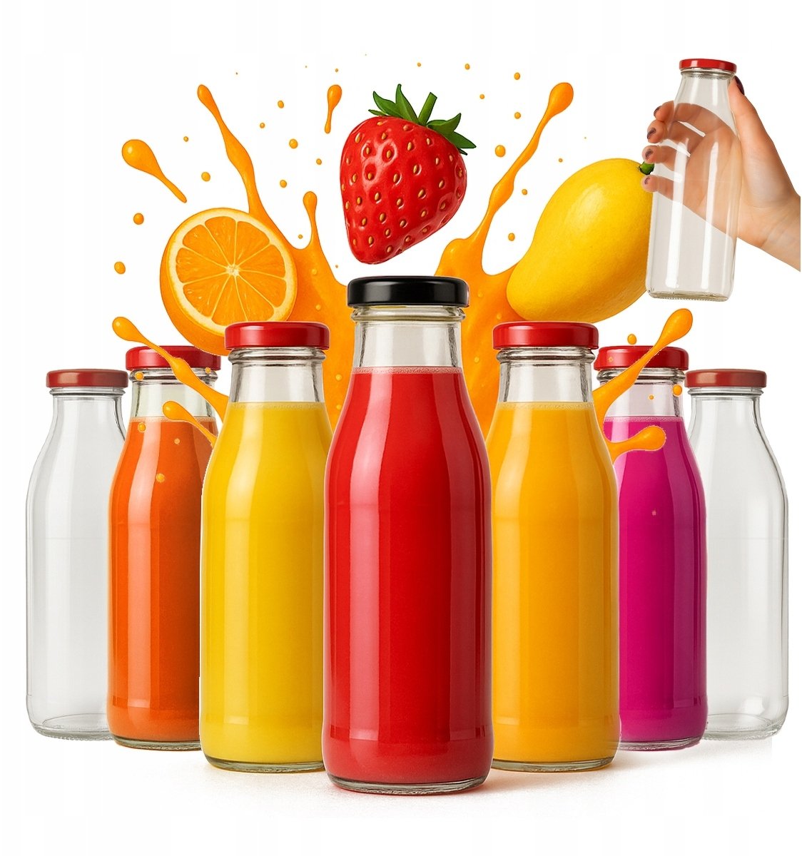 45x KUBUŚ 500ml butelki szklane na sok soczek soki wodę butelka szklana 500