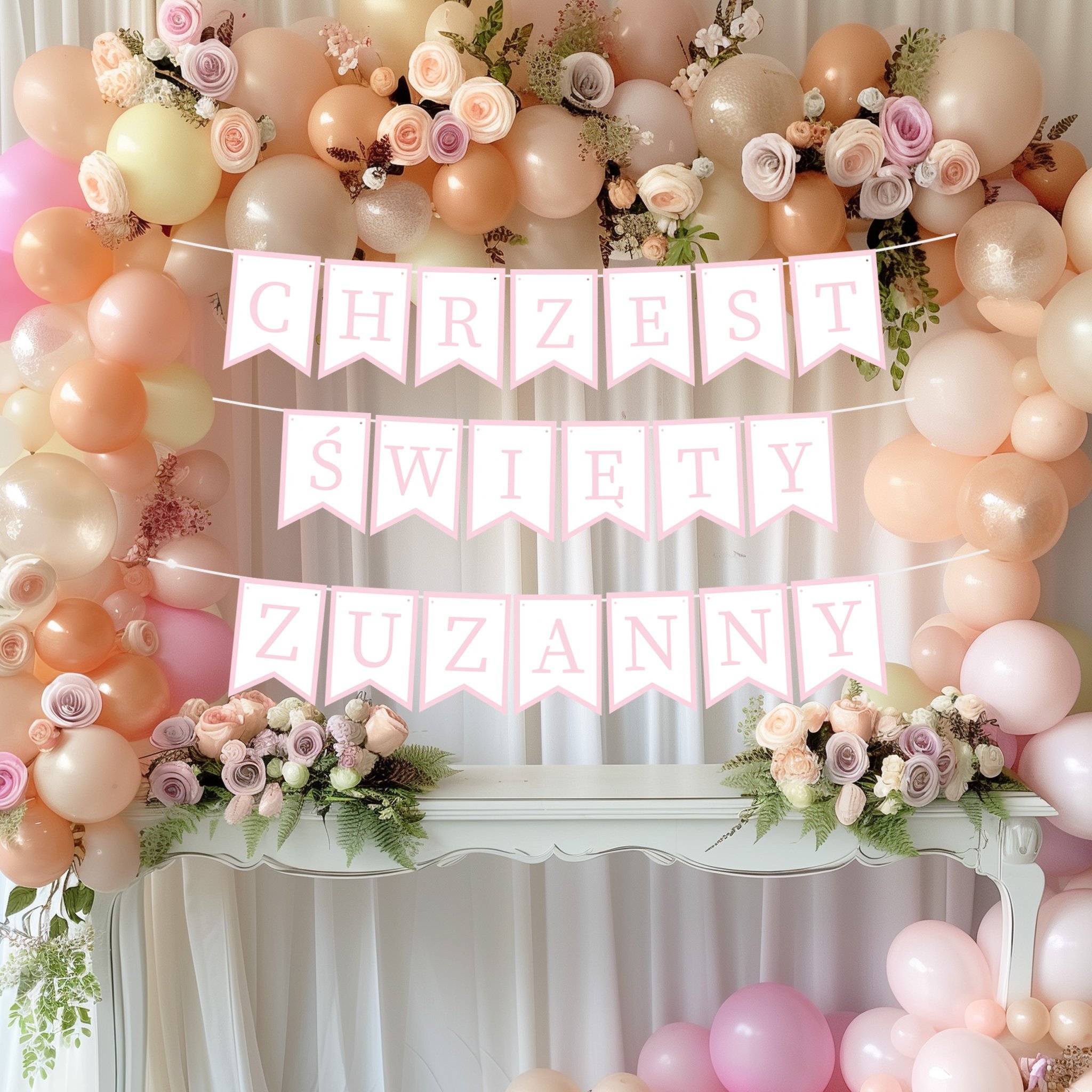 BANER CHRZEST ŚWIĘTY napis girlanda personalizowana ozdoba na ścianę