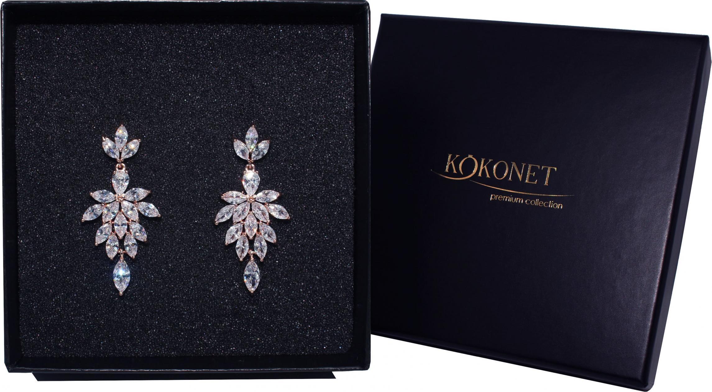 KOKONET KOLCZYKI ŚLUBNE rose DELIKATNE listeczki BOHO