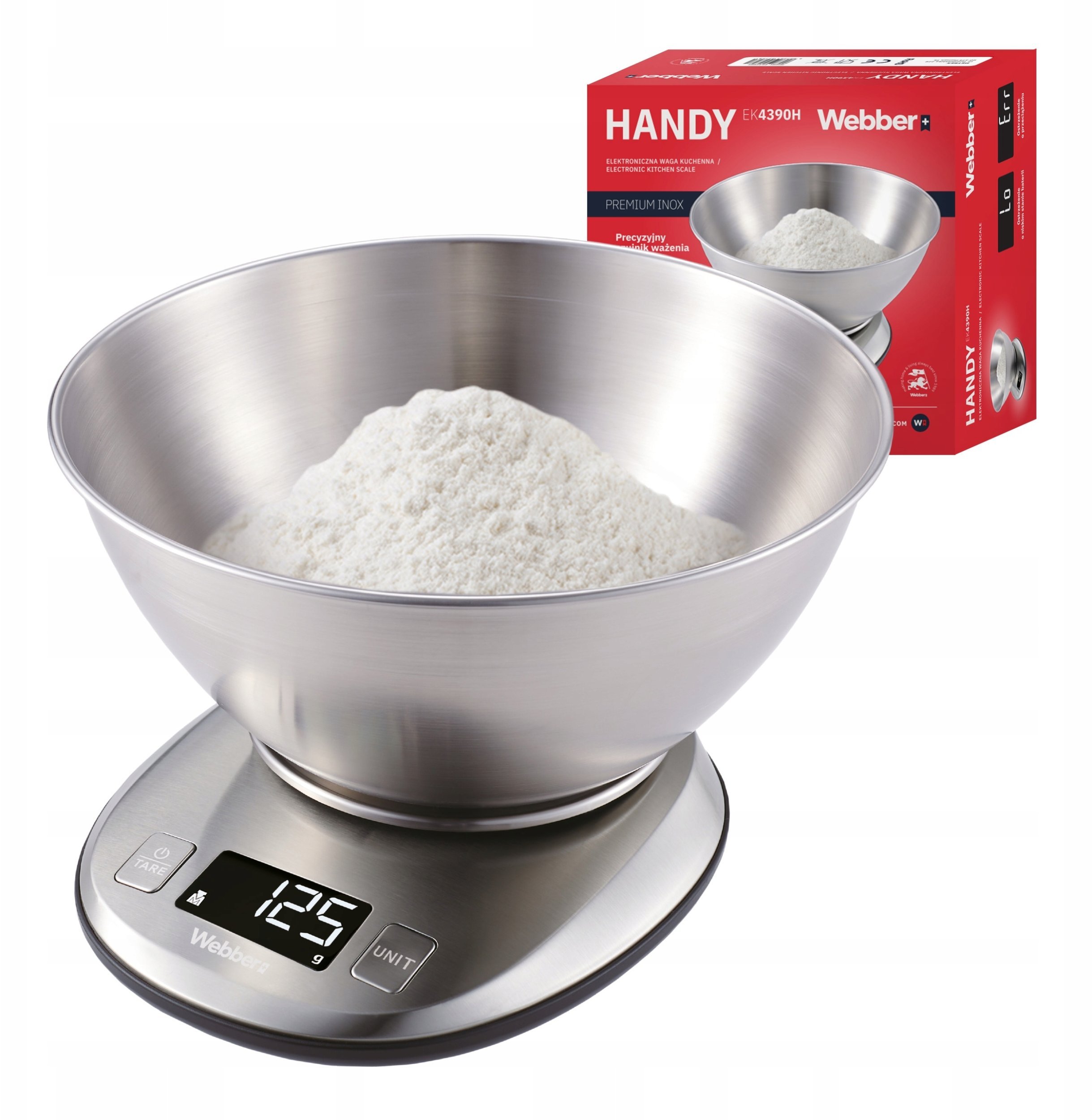 Waga kuchenna WEBBER EK4390 INOX stal nierdzewna LCD 5kg 1g misa tarowanie