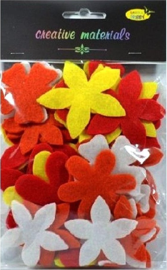 Kwiatki z filcu tonacja ciepła 60szt