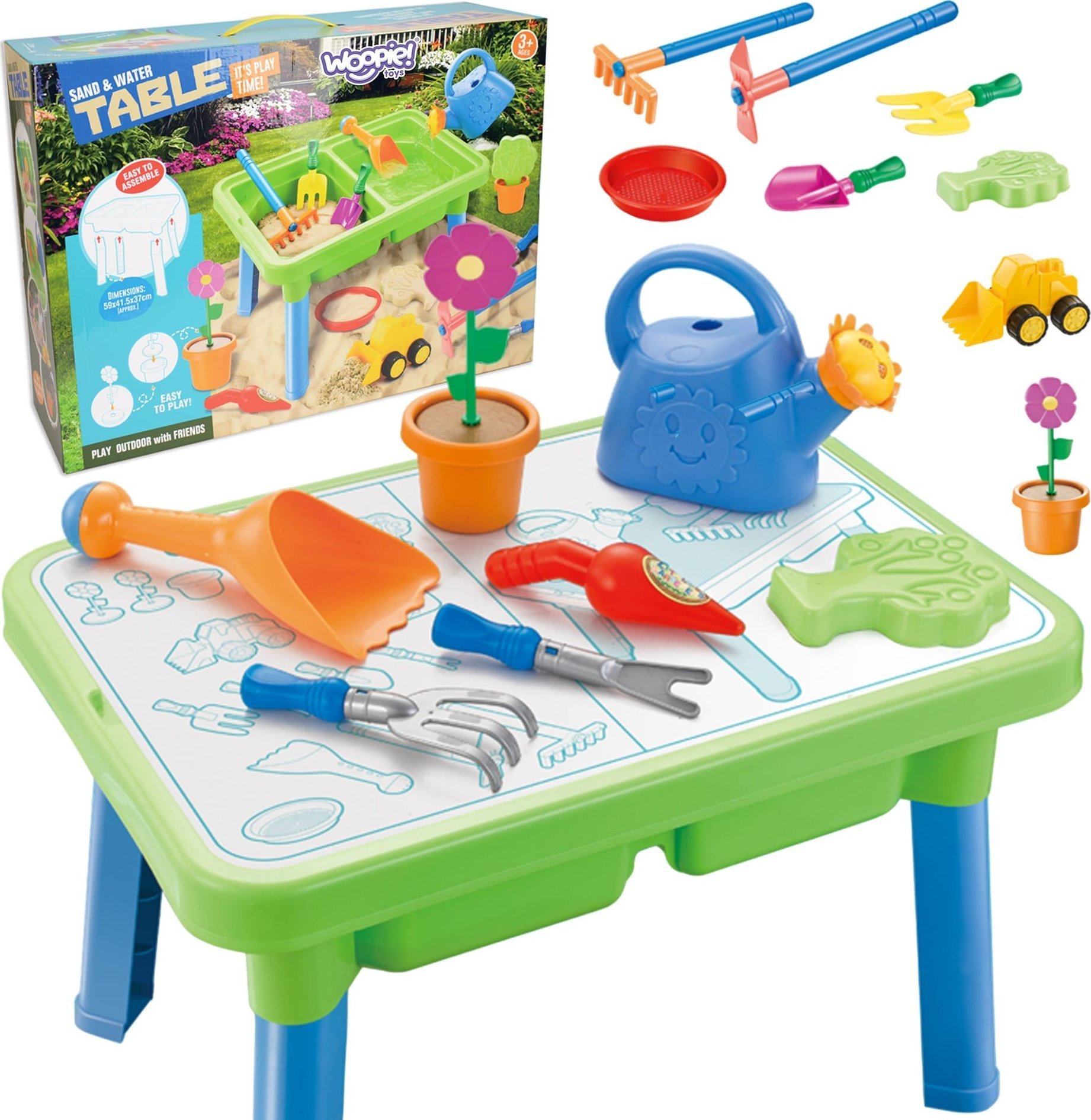 Woopie WOOPIE Stolik Wodny 2w1 Piaskownica 13 Akc.