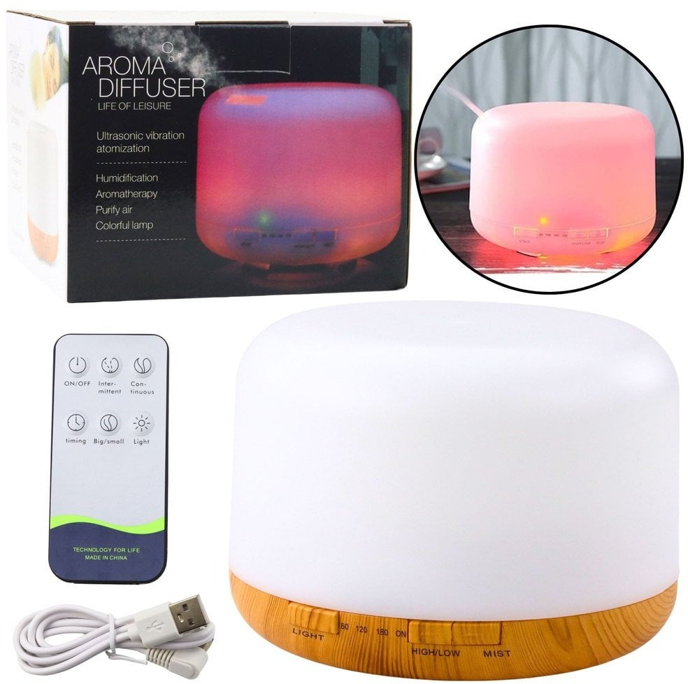 Nawilżacz Powietrza Dyfuzor Aromaterapia Lampka Nocna LED Pilot 300ml