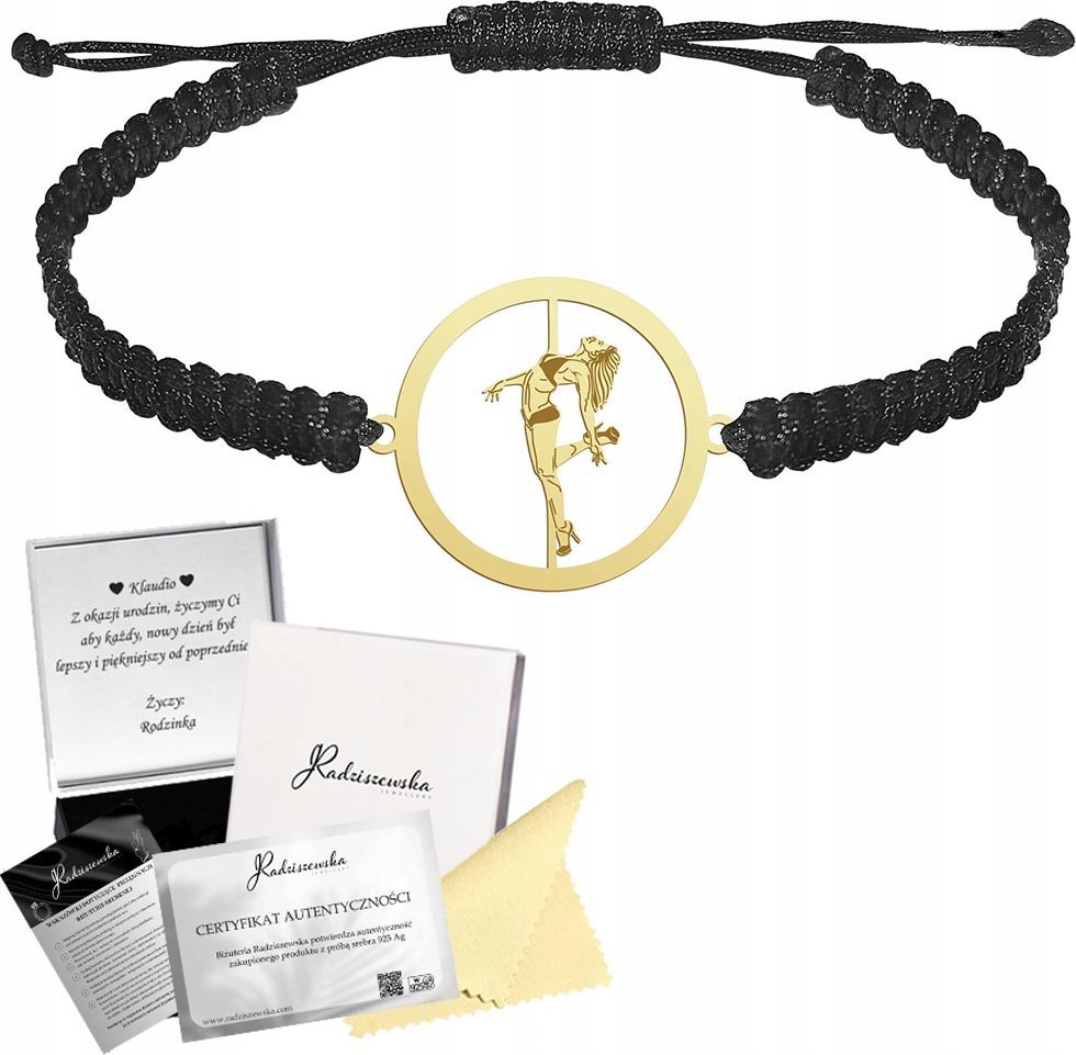 Radziszewska Jewellery Bransoleta Złota Pole Dance Srebro 925 Makrama Prezent GRAWER GRATIS