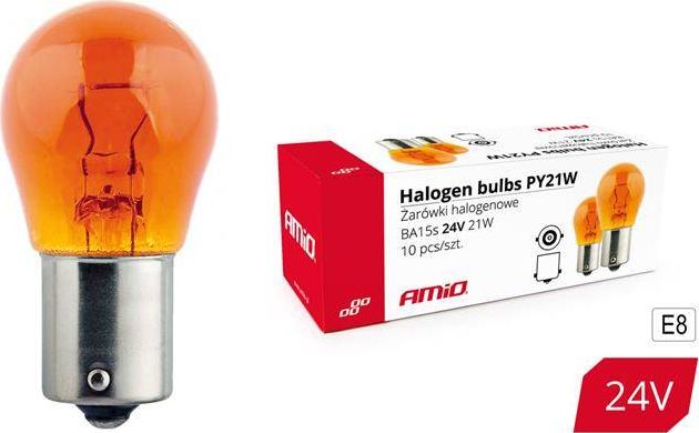 AMiO Żarówki halogenowe PY21W BA15s 24V 21W AMBER 10szt. (E8)