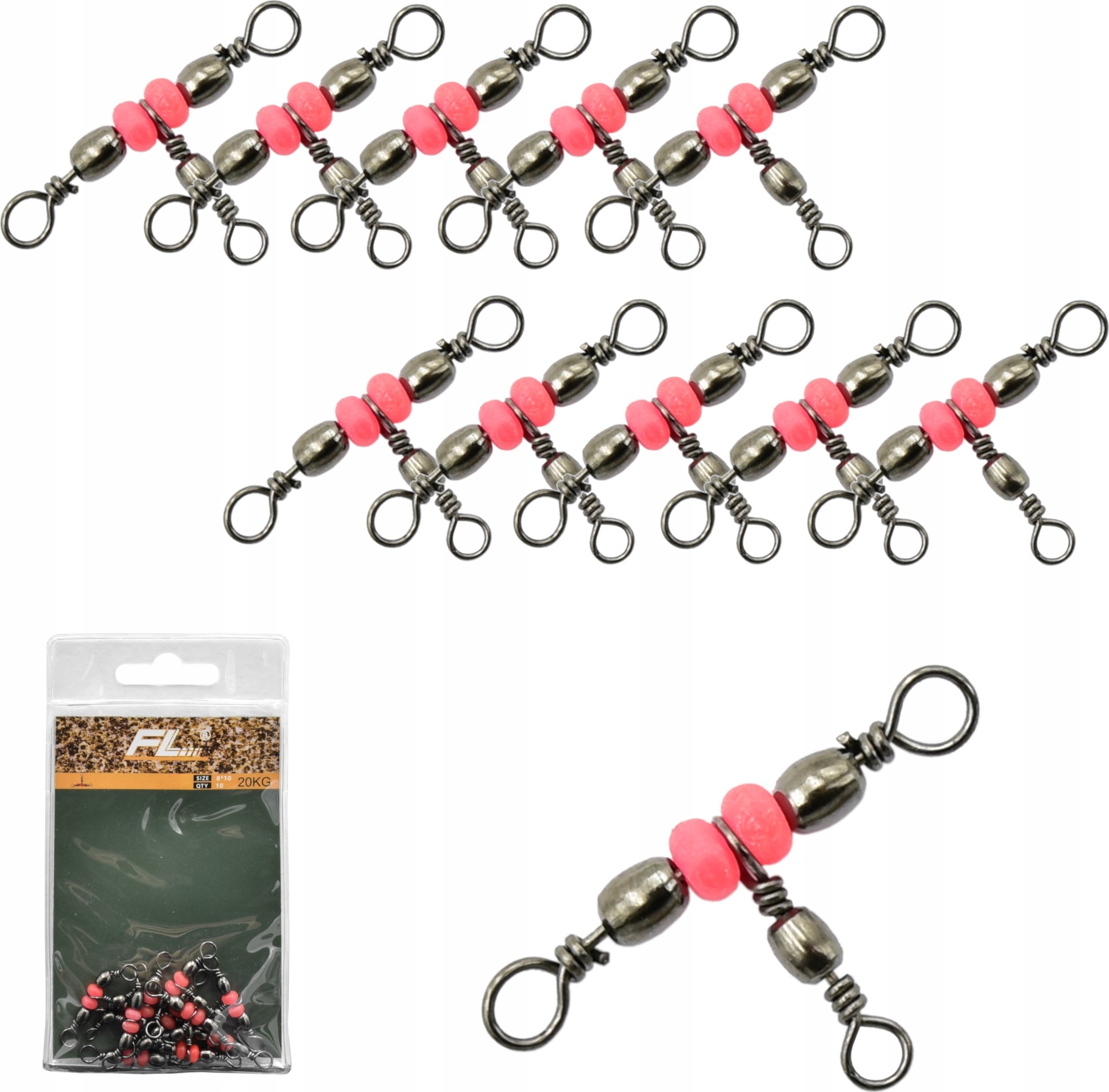 KRĘTLIK POTRÓJNY Baryłkowy z koralikami 10szt 8*10