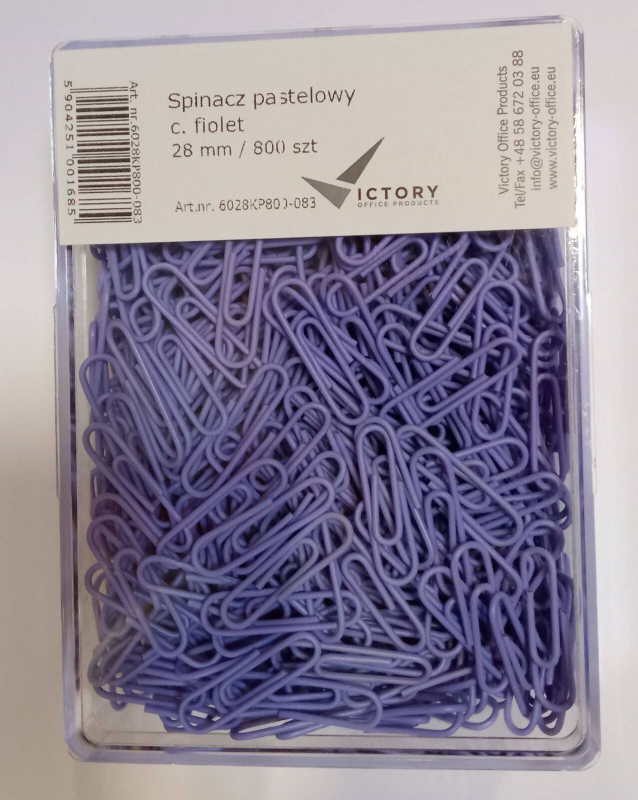 Victory Office Product Spinacze okrągłe 28mm VICTORY OFFICE PRODUCTS 6028KP800-083 pastelowe ciemnofioletowe metalowepowlekane w pojemniku plastikowym