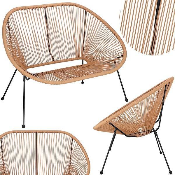 Springos Kanapa ogrodowa z rattanu na nóżkach, sofa ażurowa na taras beżowa UNIWERSALNY