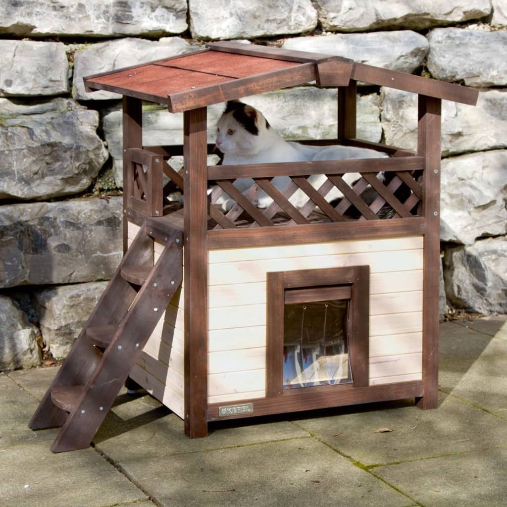 Kerbl Kerbl Ogrzewany domek dla kota Deluxe, 88x57x77 cm, ciemny brąz