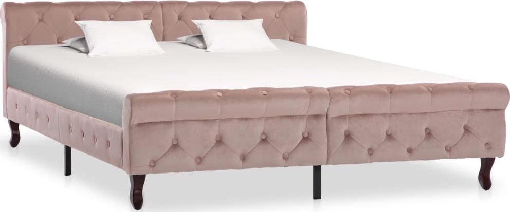 vidaXL Rama łóżka, różowa, tapicerowana aksamitem, 160 x 200 cm
