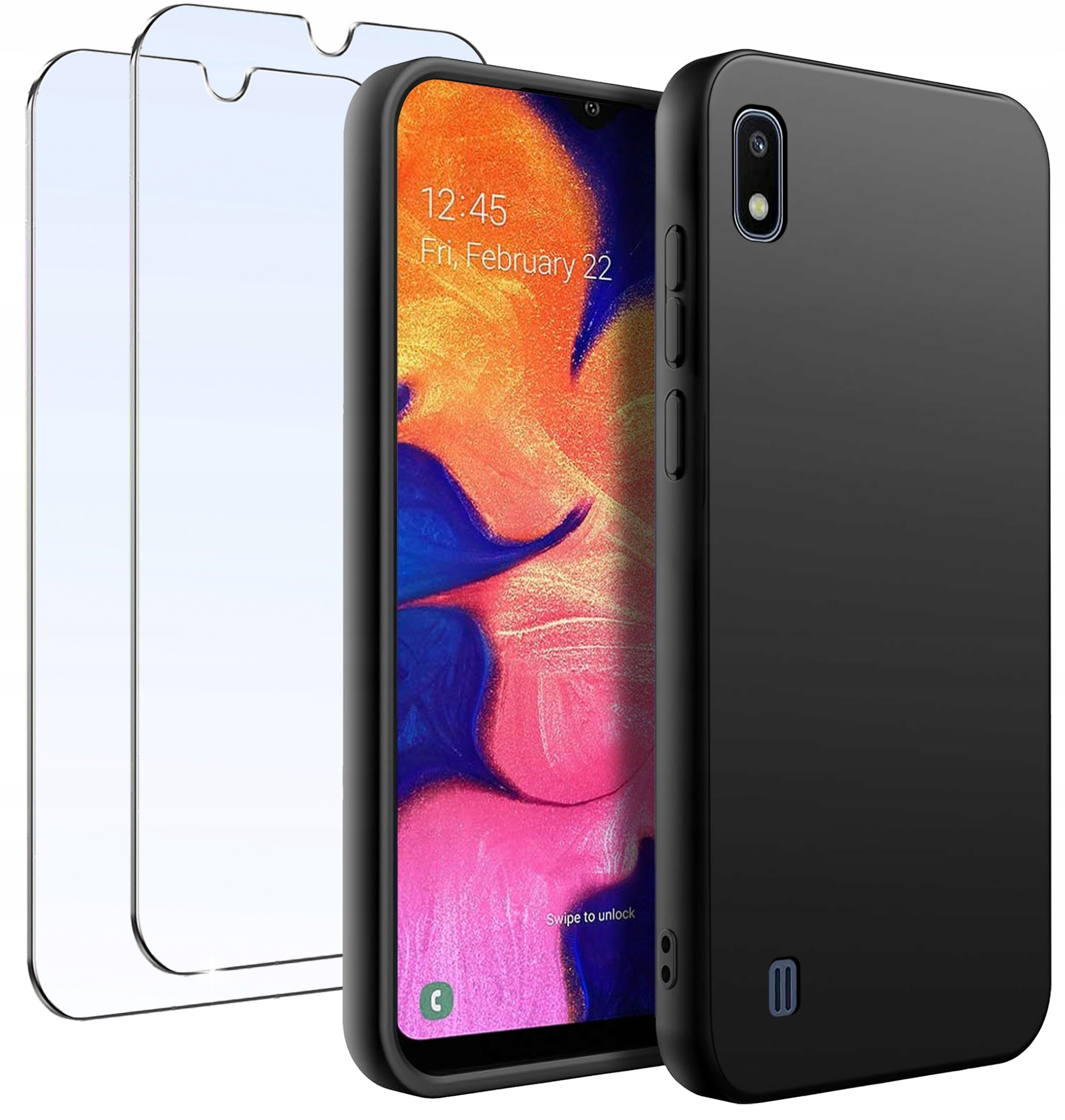 ZESTAW Etui do Samsung A10 CASE Gumowe Matowe Silikon +2X SZKŁO