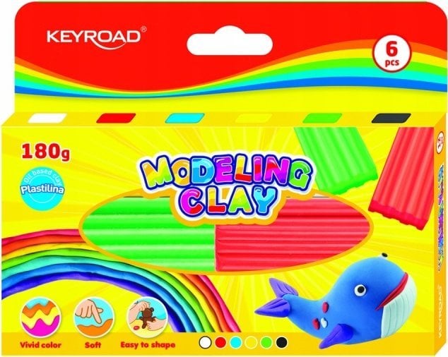 Keyroad Plastelina KEYROAD, 6x30g, pudełko, mix kolorów