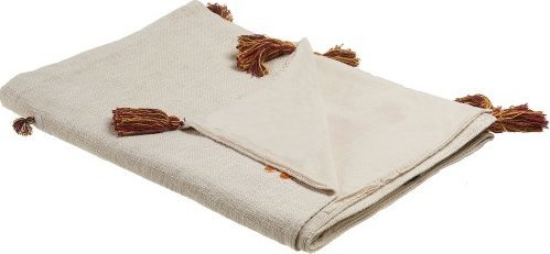 Beliani Koc bawełniany w lamy 130 x 180 cm beżowo-pomarańczowy KHANDWA!