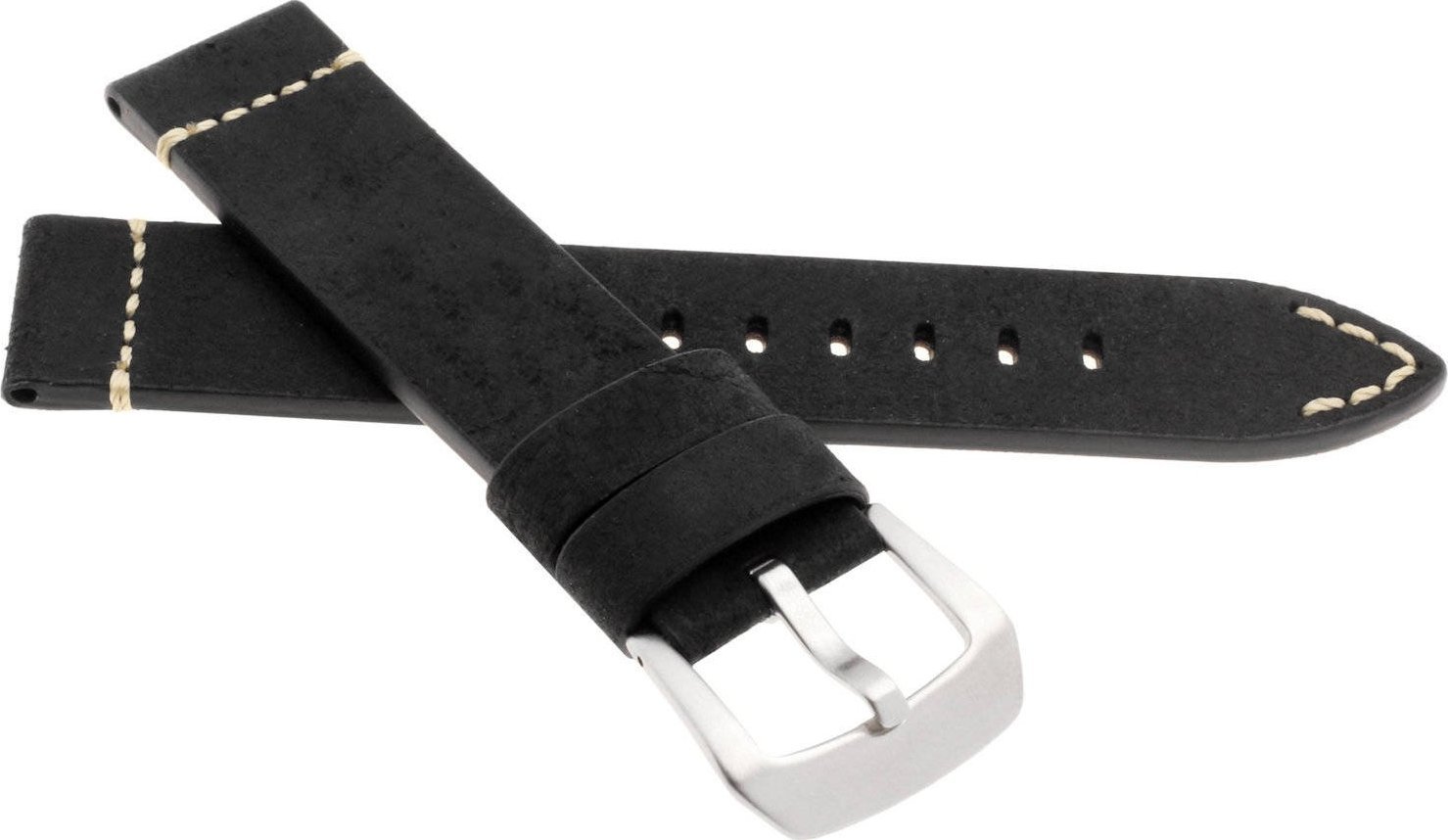 JVD Skórzany pasek do zegarka 24 mm JVD R41001-24 czarny