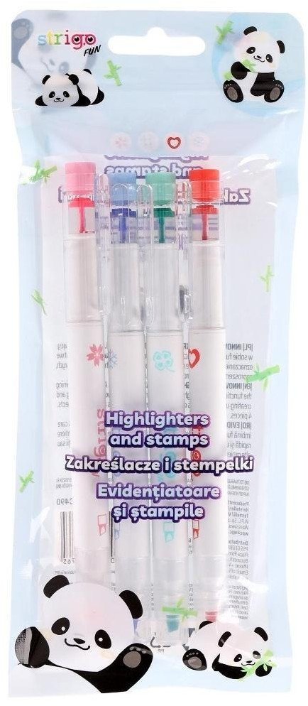 Zakreślacze i stempelki 2w1 4szt