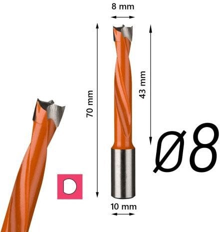 Wiertło PF07MS DC3 8.0X43X70X10 L