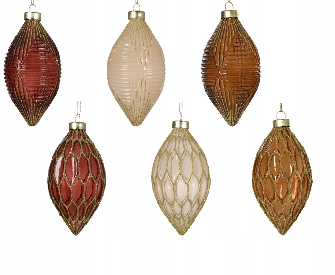 Kaemingk Bombka choinkowa szklana kształtka w różnych wzorach 6,5x13,5cm 1szt