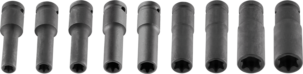 Neo Zestaw nasadek udarowych Torx 1/2" E10-E24 długich 9szt. (12-110)