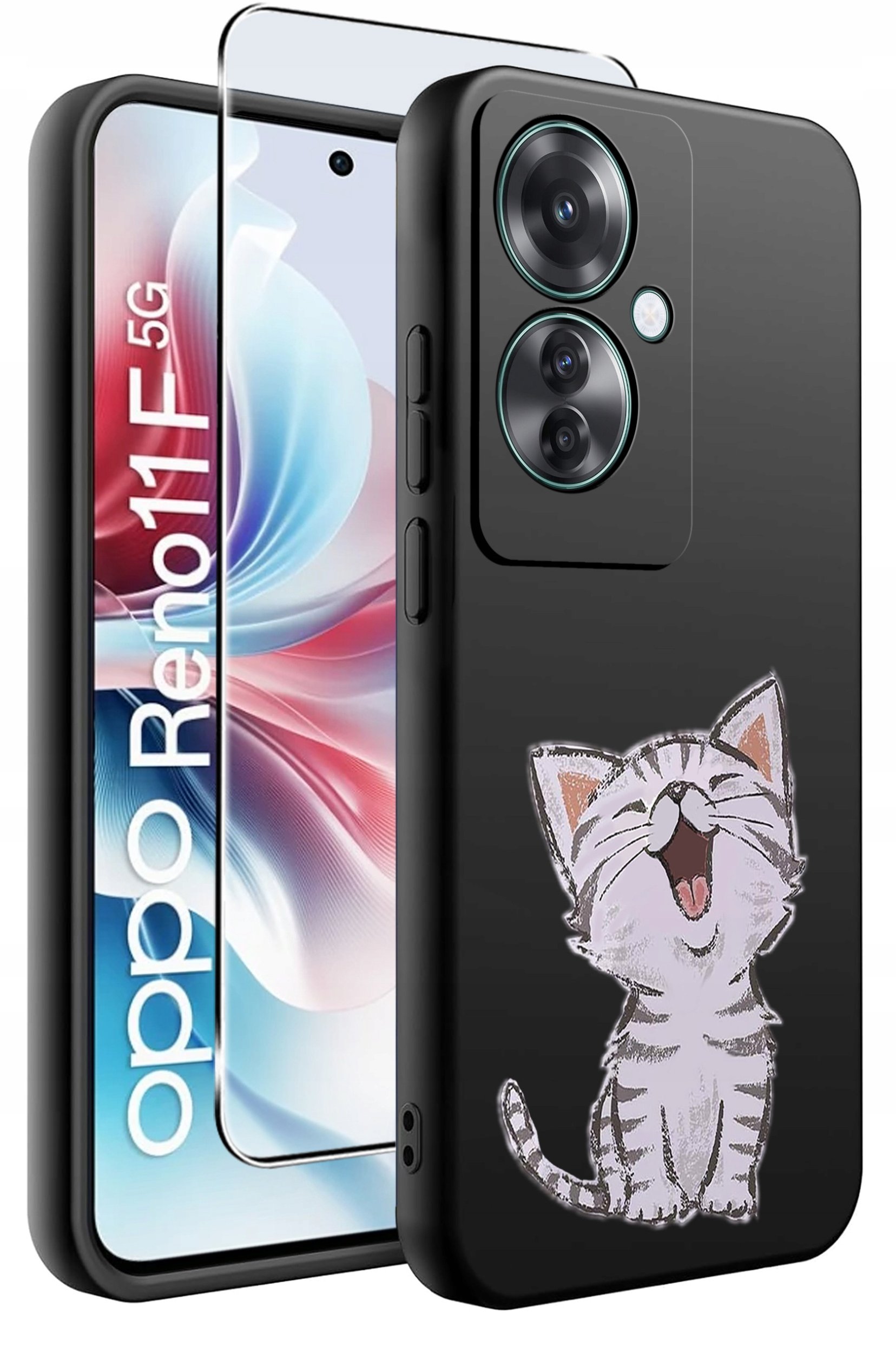 ETUI do Oppo Reno11 F 5G WZORY | SILIKONOWE MATT CASE + SZKŁO HARTOWANE 9H