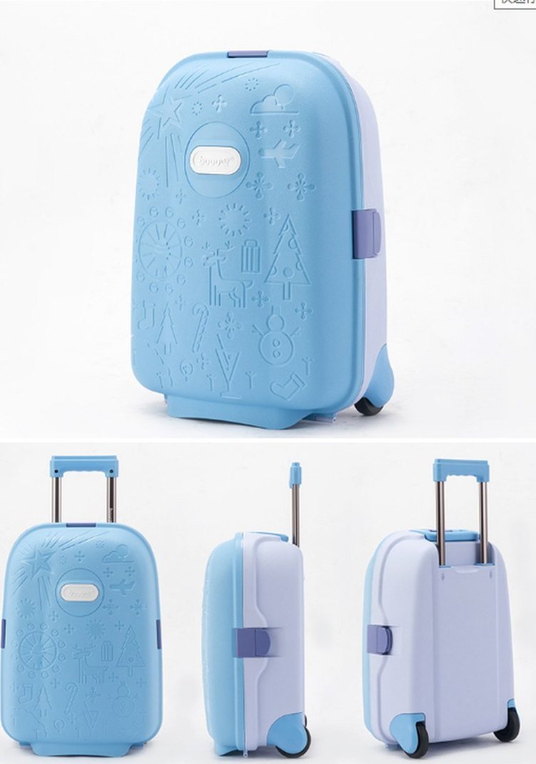Costway Walizka podróżna dla dzieci na kółkach bagaż podręczny niebieski