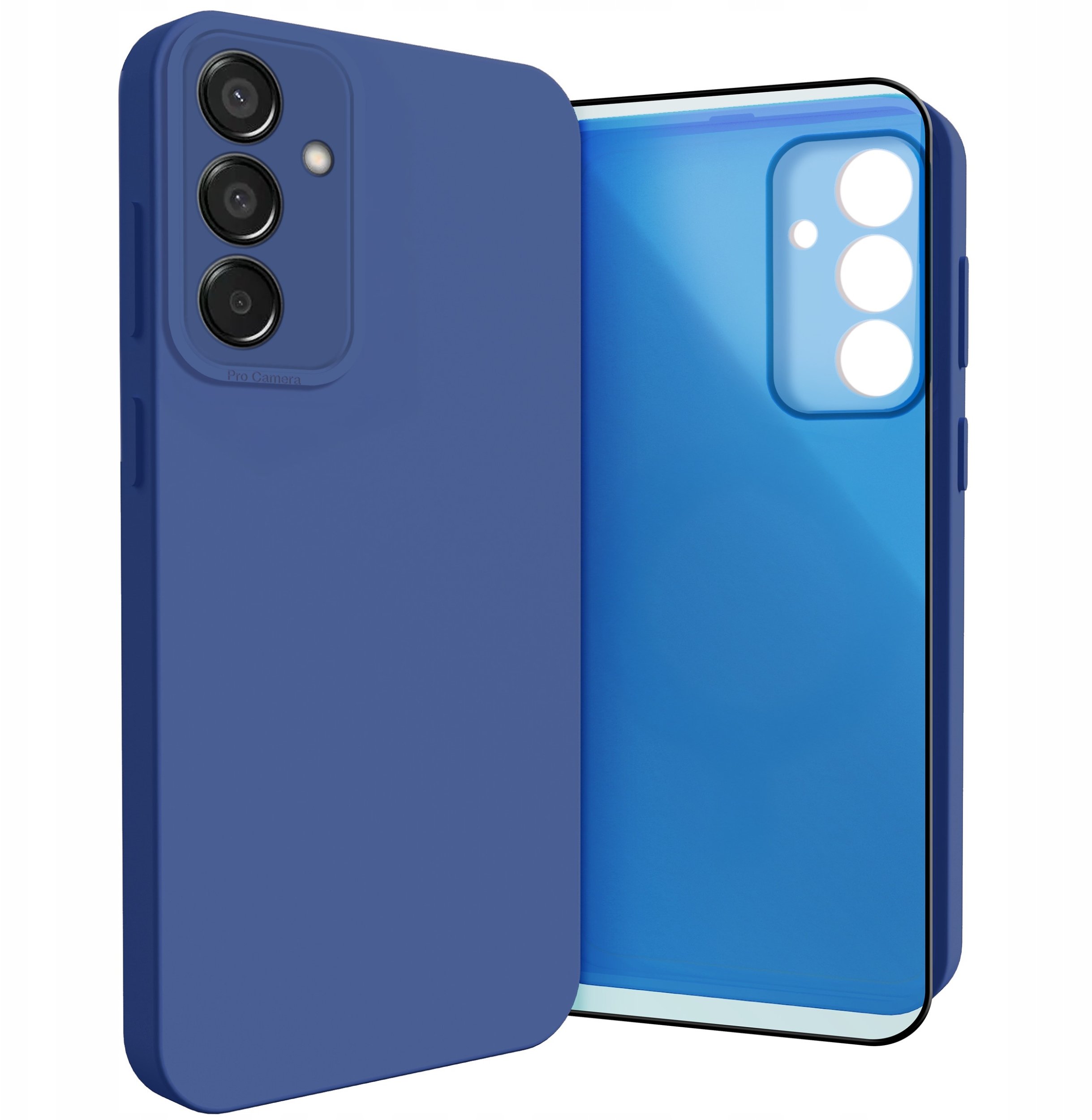Etui do Samsung Galaxy M15 (Osłona Kamery, Granatowe, Ochronne) Szkło 9H