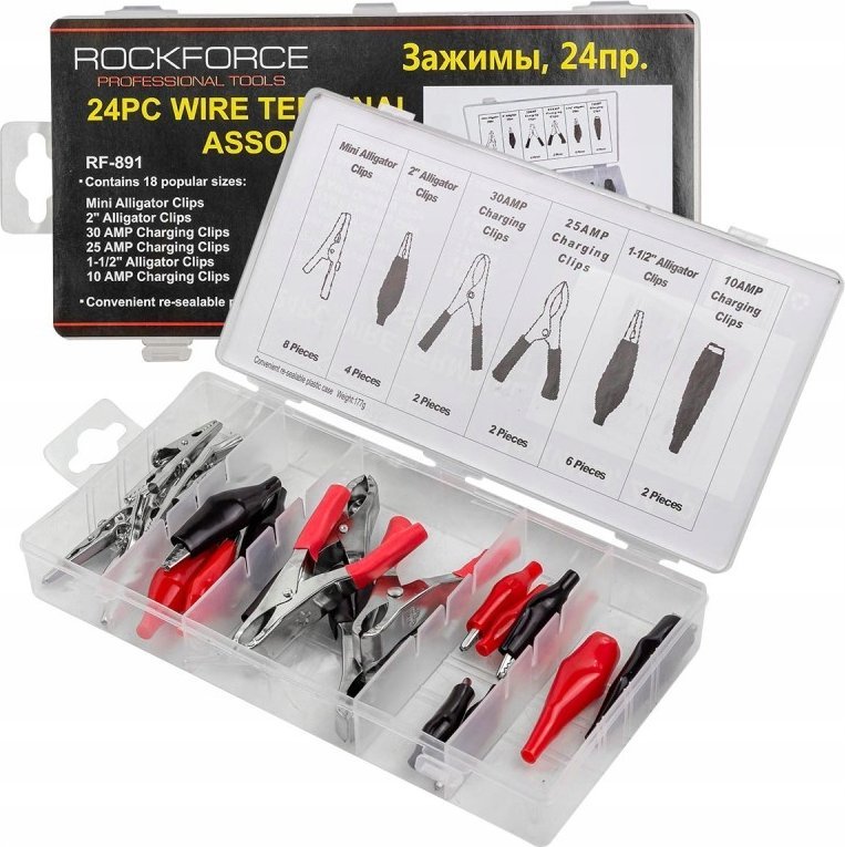 Rockforce Konektory "krokodylki" zakuwane do przewodów 24el.