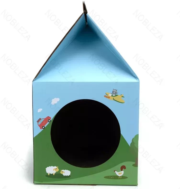 Kartonowy drapak w formie domku do zabawy drapania i spania 30x30x52cm