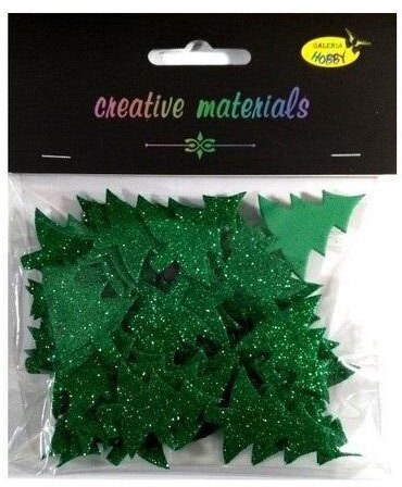 Choinki z pianki brokatowej zielone ok 60szt