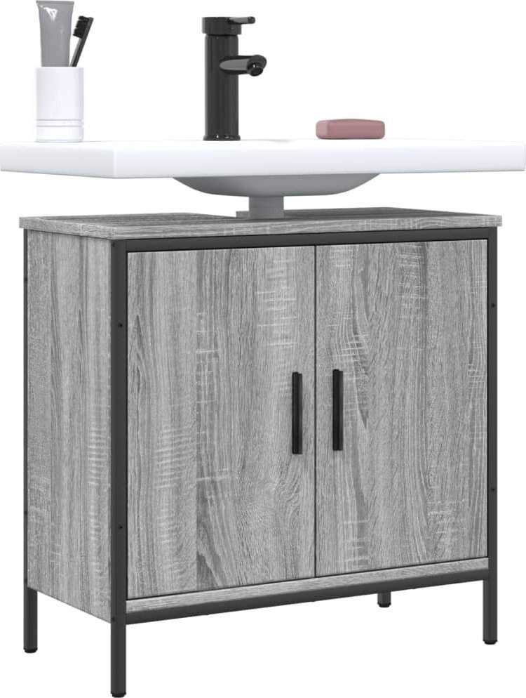 vidaXL Szafka pod umywalkę, szary dąb sonoma, 60x30x60 cm
