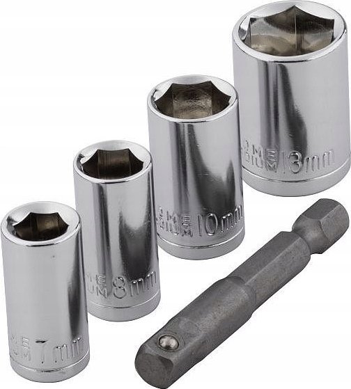 Wolfcraft Zestaw nasadek 1/4 cala 7, 8, 10, 13 Wolfcraft