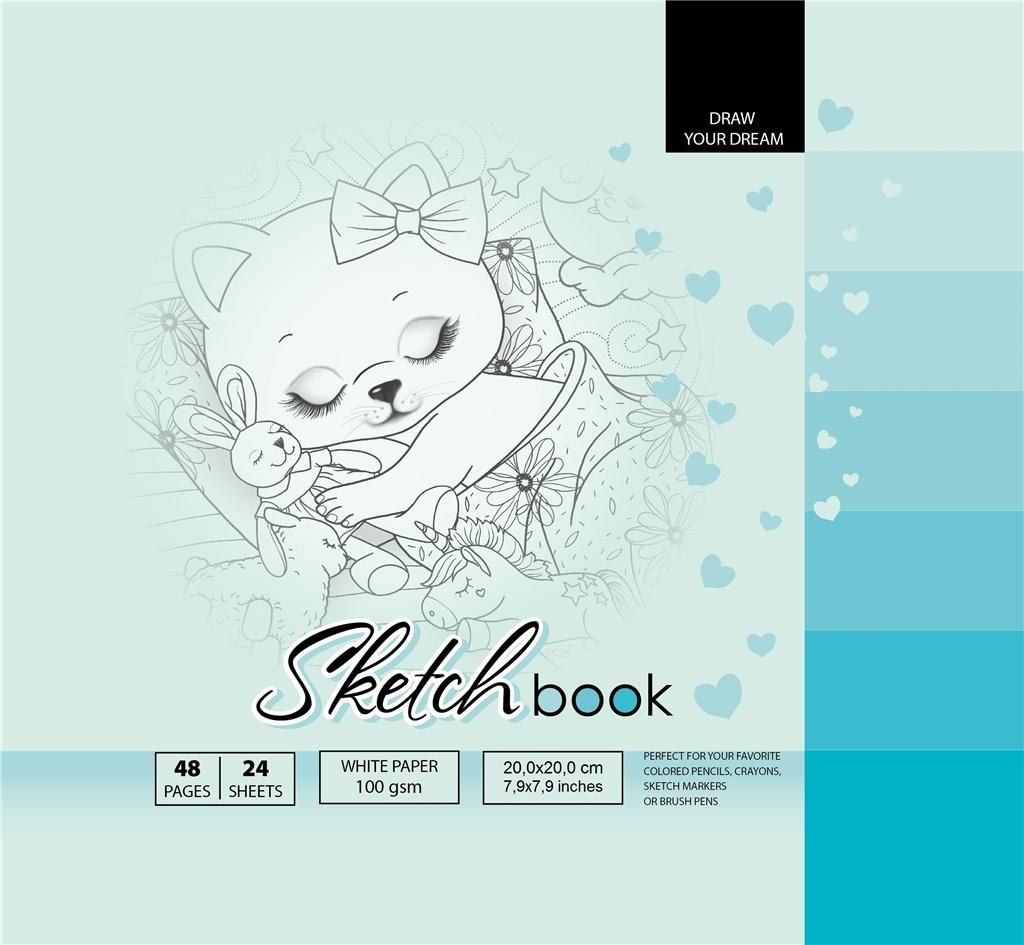 Fresh Szkicownik 20x20cm 48k niebieski