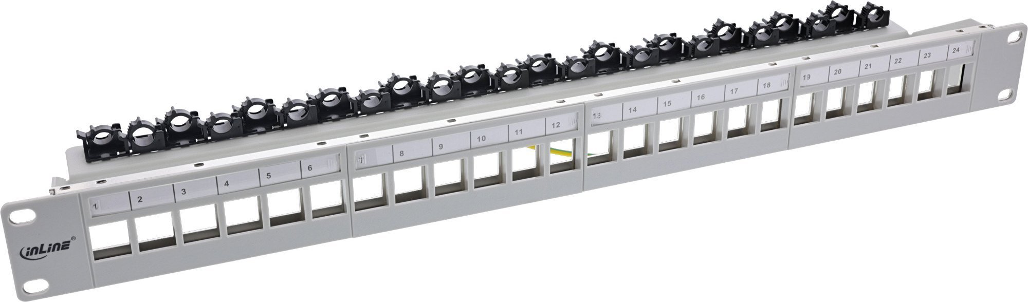 InLine InLine® Patch panel 24-way, Keystone empty panel Patch panel, 19", 1U, light grey RAL7035