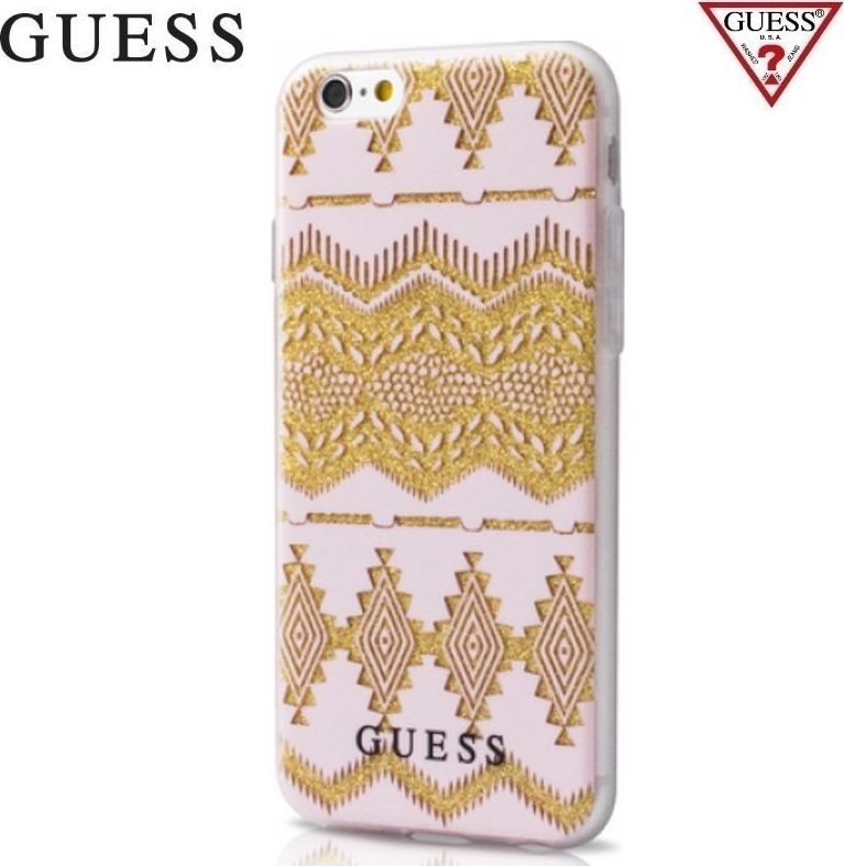 Guess Apsauginis dėklas GUESS Aztec skirtas Apple iPhone 7 4.7", Skaidri/Rožinė