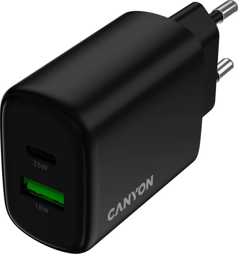CANYON charger OnCharge 250 25W 1xPD 1xQC EU Black