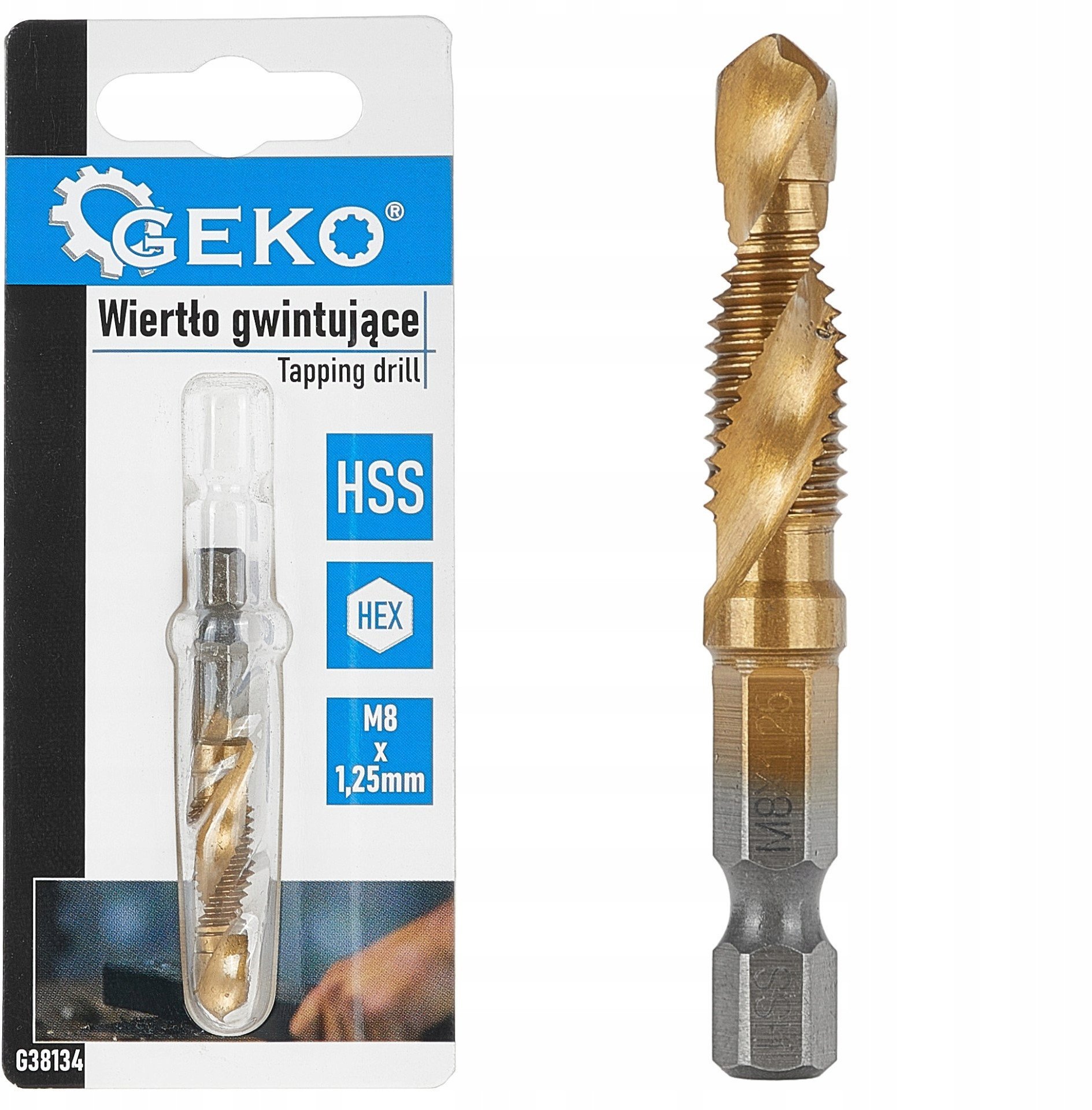 Wiertło gwintujące HSS M8 x 1,25mm HEX (50/250)
