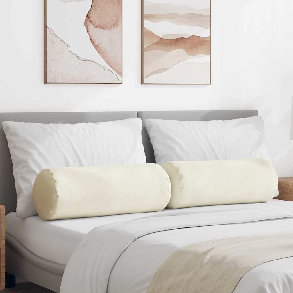 vidaXL Poduszki Wałkowe 2 pcs Kremowy 25 x 70 cm Tkanina sztruksowa