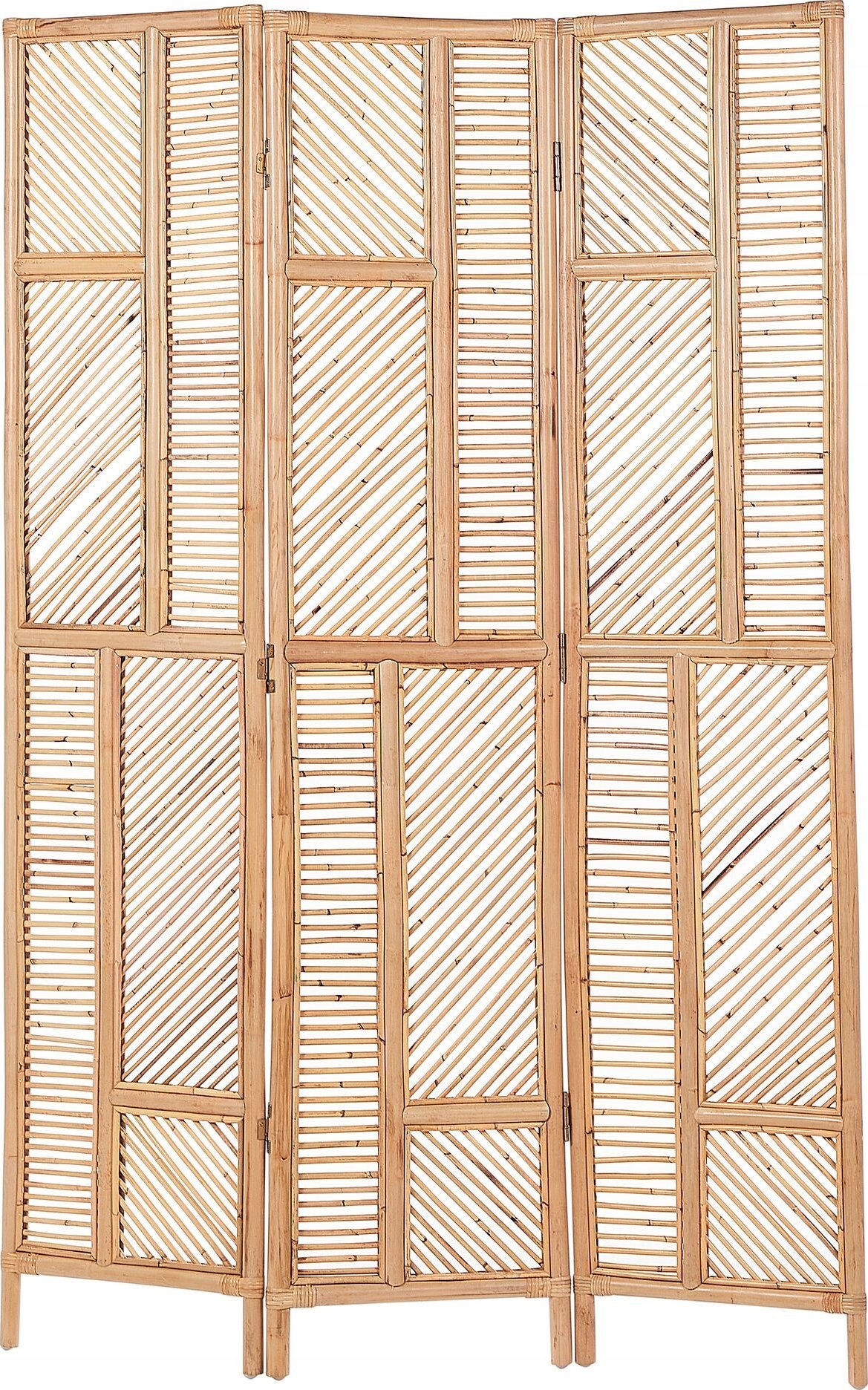Beliani 3-panelowy składany parawan pokojowy rattanowy 117 x 180 cm naturaly LAMEZIA