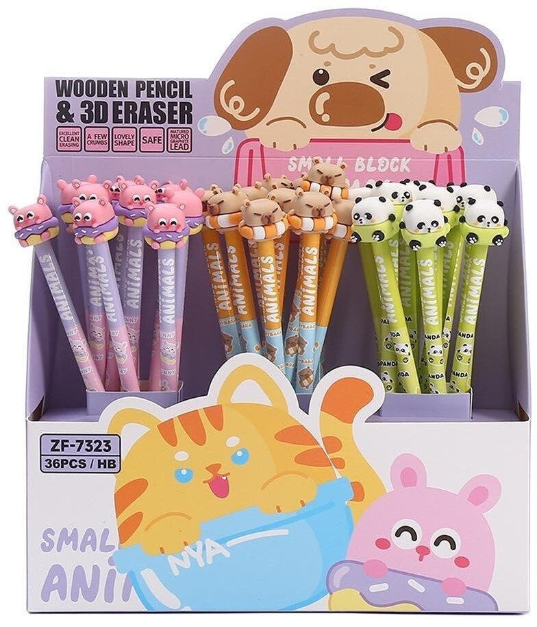 Ołówek okrągły HB z gumką Small Animals (36szt)