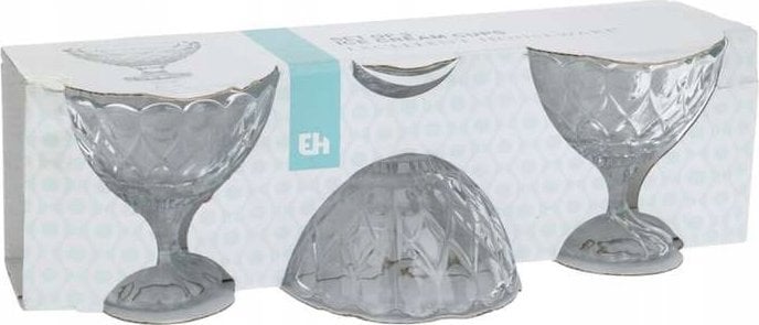 Excellent Houseware Pucharek do lodów deserów DIAMOND, 3 sztuki x 200 ml