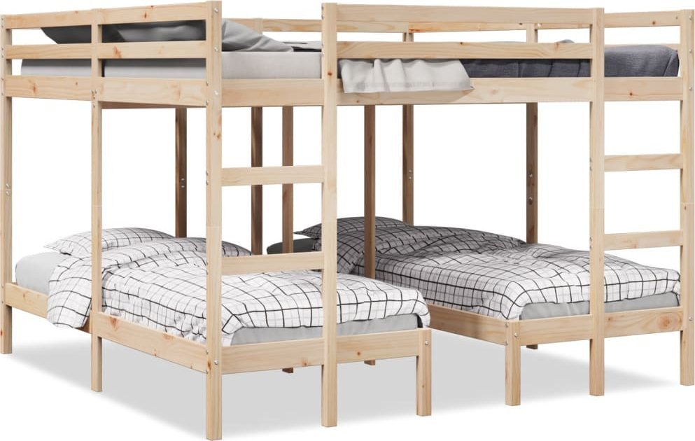 vidaXL vidaXL Potrójne łóżko piętrowe, 140x200/70x140 cm, sosnowe