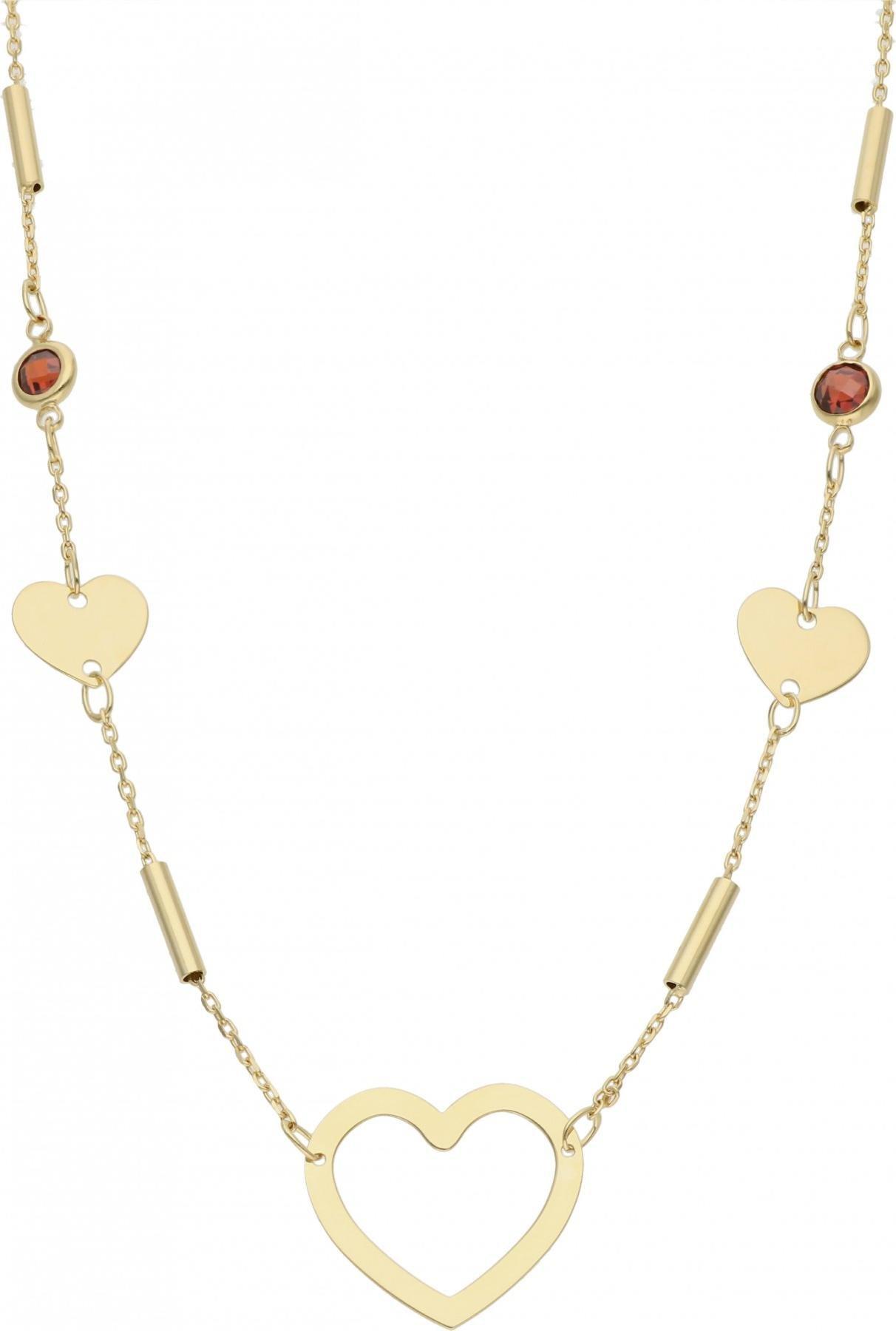 Rosanto Ciekawy złoty naszyjnik z serduszkami 45 cm 585 14k