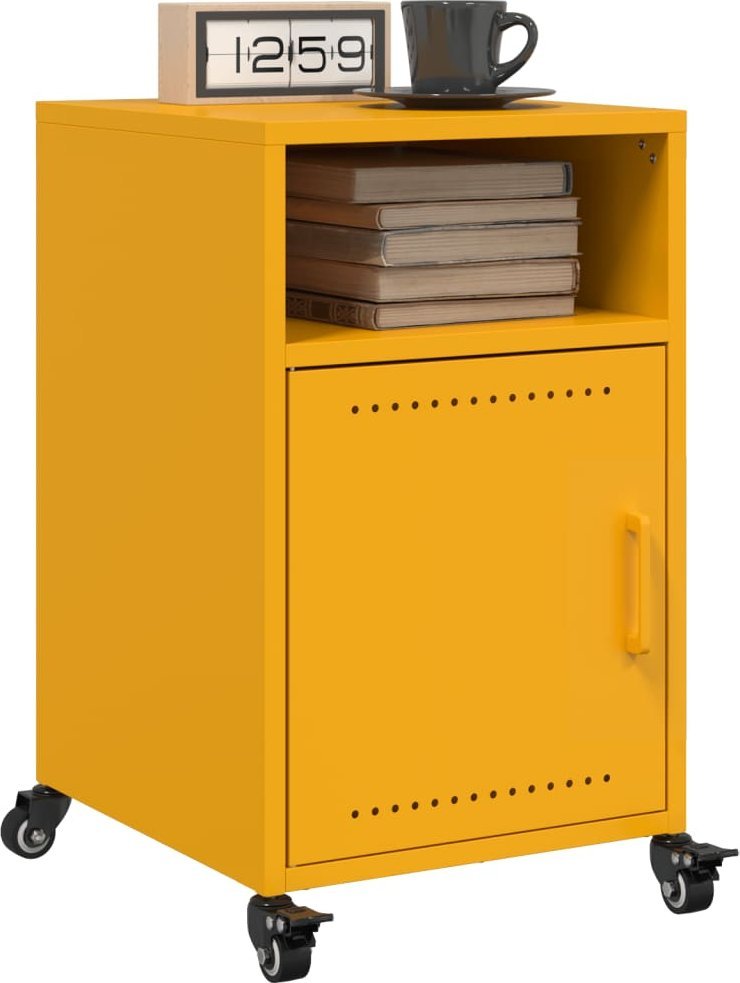 vidaXL Szafki nocne, 2 szt., musztardowe, 36x39x59 cm, stal