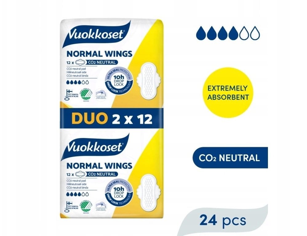 Vuokkoset NORMAL WINGS Podpaski ze skrzydełkami DUOPACK (2 x 12 szt.)