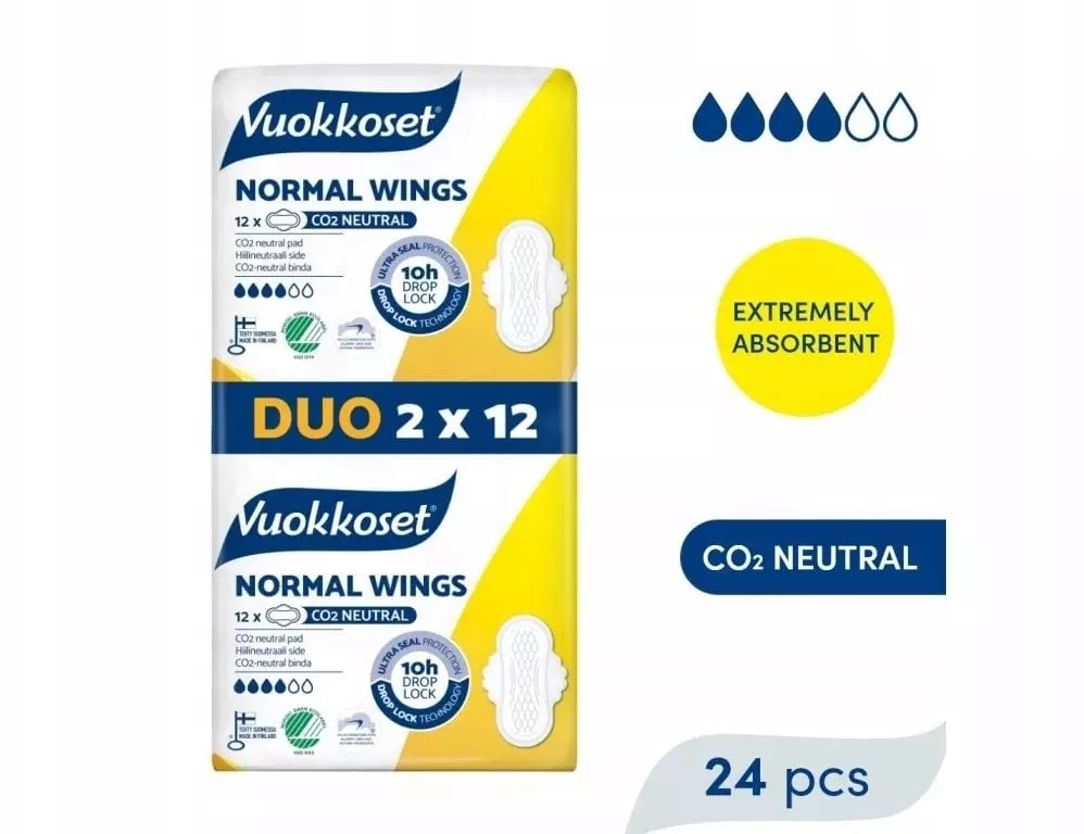 Vuokkoset NORMAL WINGS Podpaski ze skrzydełkami DUOPACK (2 x 12 szt.)