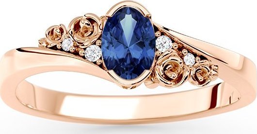 WĘC - Twój Jubiler Pierścionek z różowego złota AP-39P z szafirem i diamentami 0,03 ct 12 / UE- 52