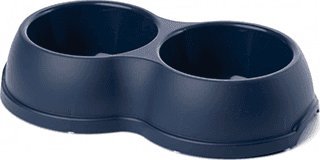 Barry King Miska plastikowa podwójna dla psów i kotów M, 0,5L, granatowa, 26x15cm,