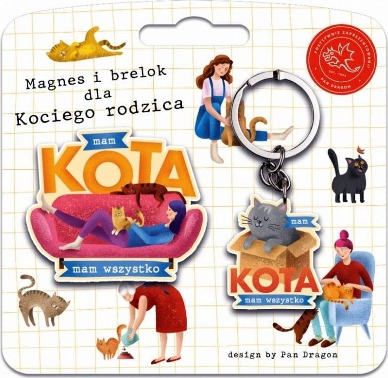 Zestaw magnes + brelok Kot